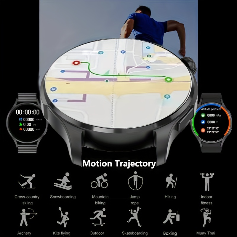 NFC Smart Watch For Men, GPS Motion Trajectory AMOLED 360*360 HD Screen, AI Voice Wireless Call, Compass Sport Fitness Tracker Smart Watches_voghion.com