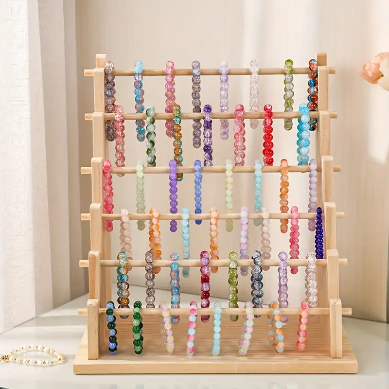 1 tier wooden jewelry display stand bracelets necklaces hair accessories more large capacity organizer for desk or window for jewelry lovers great gift for women