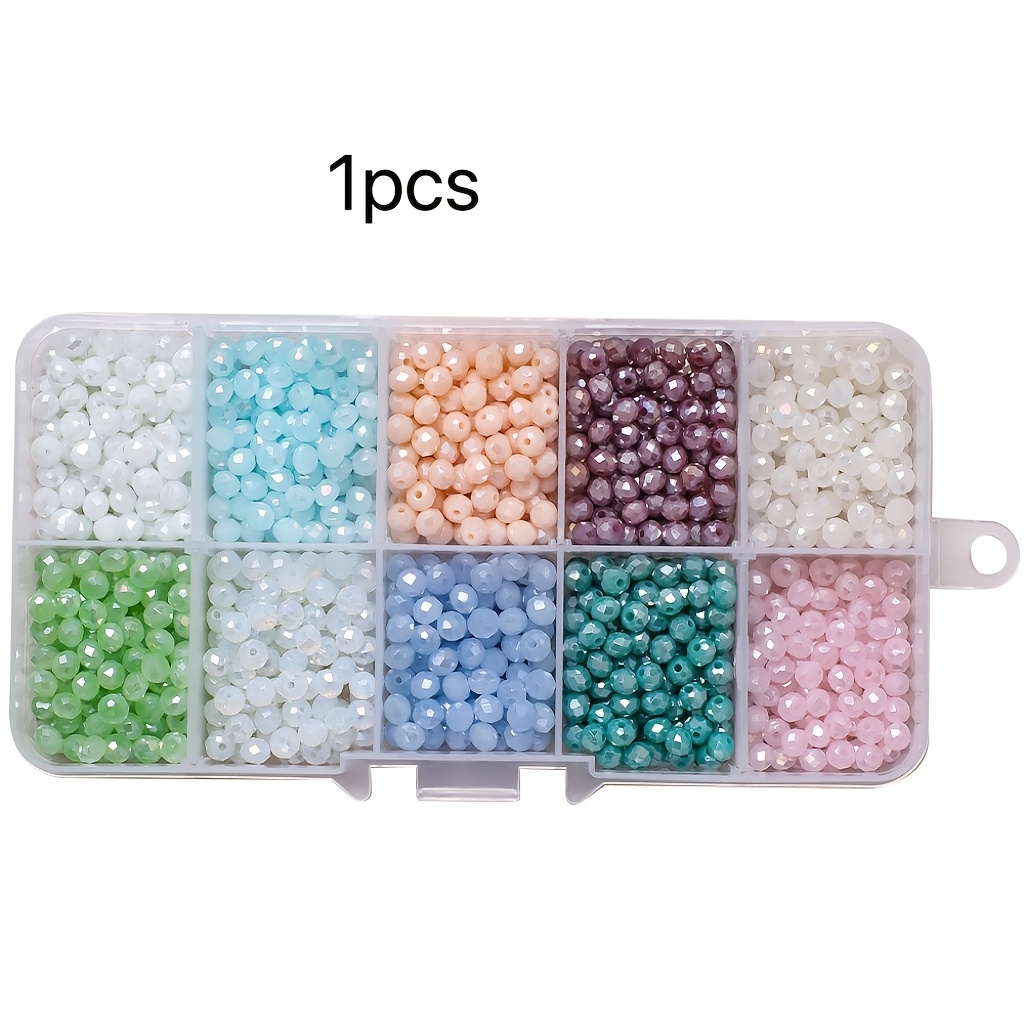 E-shop 10-Farben Box 4mm Flache Perlen Kristall Handgefertigte Schmuckperlen Lose Perlen Radperlen 80 Stück pro Gitter Gesamt 800 Stück