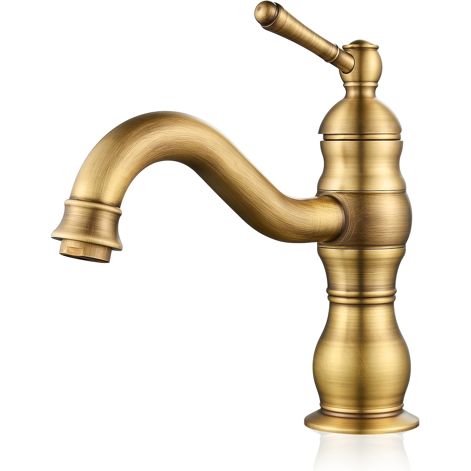 Image of Bathroom Faucets | Antique Brass Sink Faucet | Bathroom Faucet | Sink Faucet | Single-handle Bathroom Vanity Faucet | Low-profile Sink Faucet