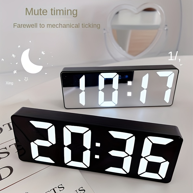 

Led Digital Alarm Clock With Temperature Display, Adjustable , 12/24 Hour - Usb Powered, Square Plastic Desk Clock For Bedroom (battery And Adapter Not Included), Desktop Clock