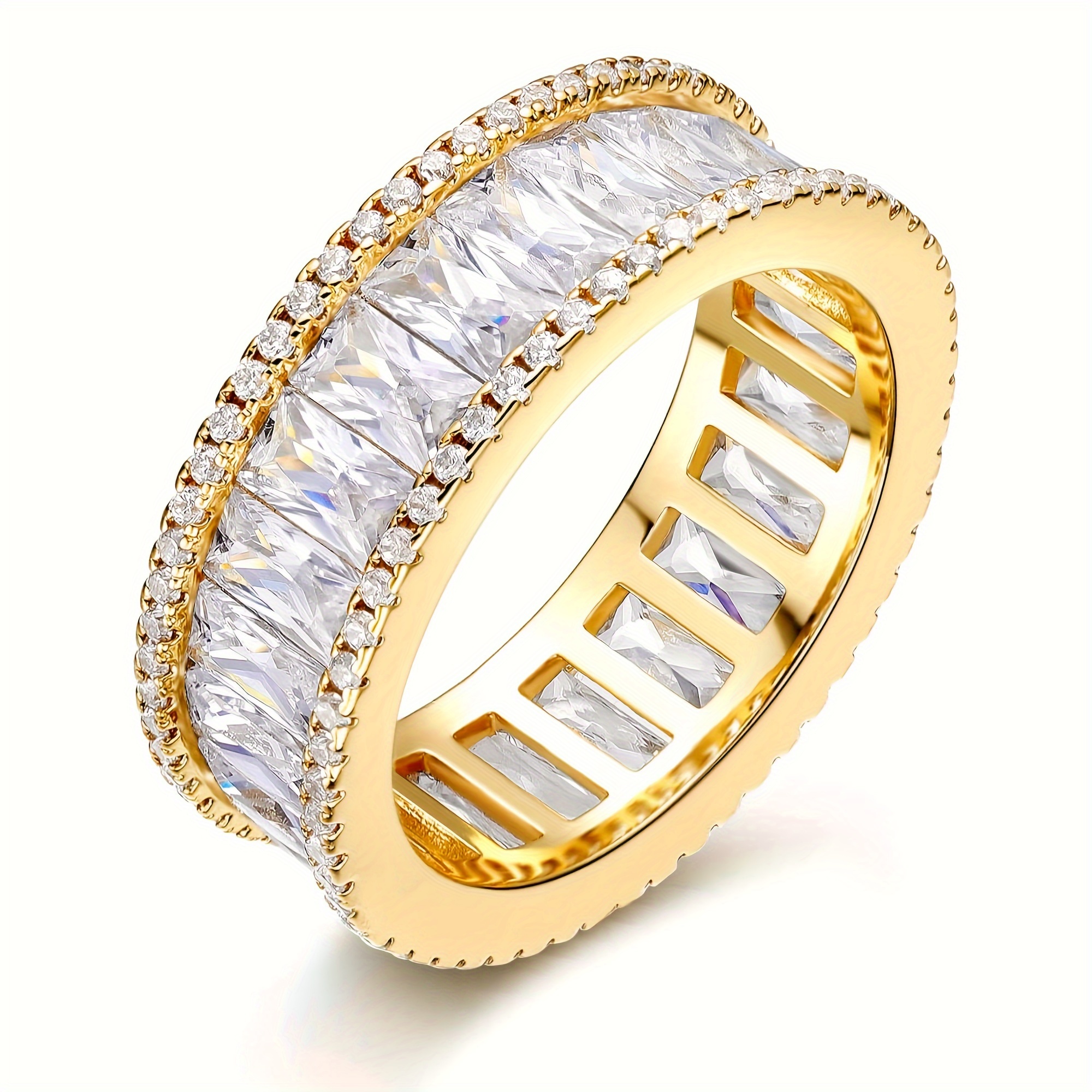 

Plated Eternity Ring For Men Women Cubic Zirconia Wedding Promise Engagement Ring Size 5-10, Wedding Engagement Anniversary Gifts