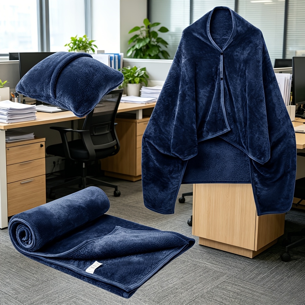 TEMU Capa Versátil con - Chal de Franela Plegable 2-en-1 & Almohada de Viaje, para , el Hogar y Viajes en Avión