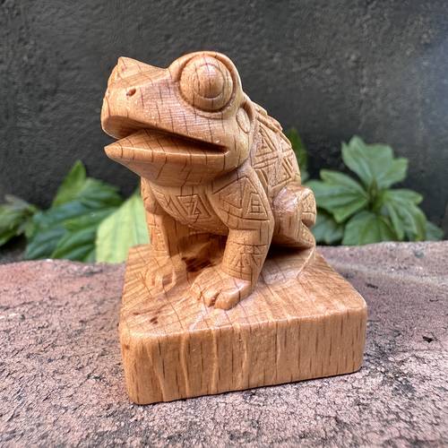 1 8 inch carved frog figurine handcrafted wood carving tribal style suitable for home decor desktop ornament garden accent lovers study room decoration