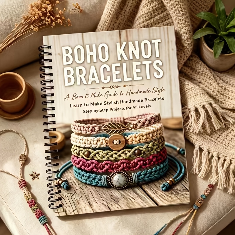 TEMU 1pc Bohemian Braided Knotting Workbook With Perforated Pages & Vintage Charts - Suitable For Beginners, Diy Tassel Weaving, Beading Guide For