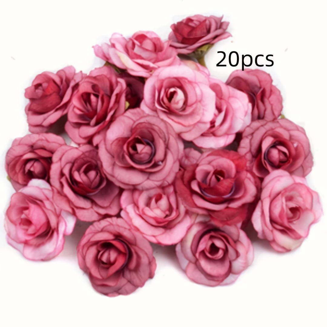 A Set Of 20 Artificial Rose Flower Heads For Indoor Decoration, Suitable For Wreaths And Bouquets, Holiday Decor Items, And Additions For Birthday Gift Boxes
