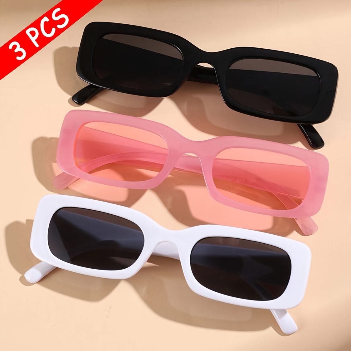 

3-pack -colored Glasses, Polycarbonate Frame, Anti-reflective Lens, Fashion Sports Eyewear For Hiking, Trendy Decorative Glasses