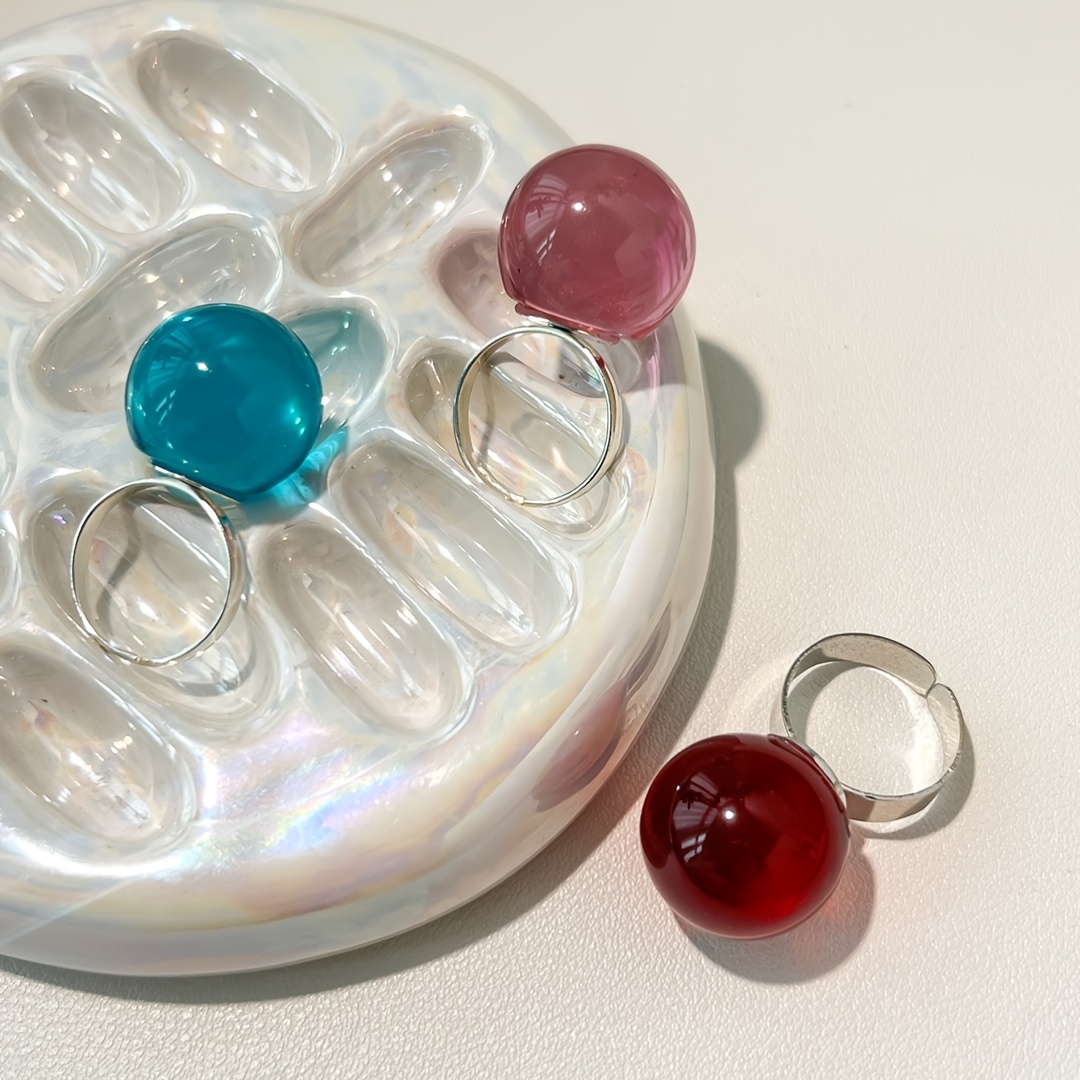 3pc Transparent Resin Rings Set for Women, Minimalist