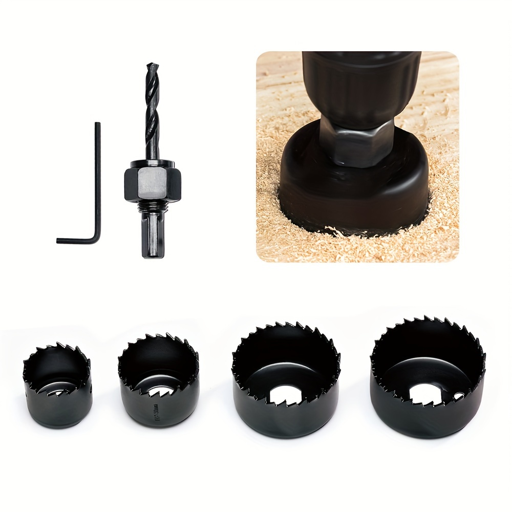 

6pcs Kit 1-1/4" To 1-1/8"(32-54mm) Set In Case With 1pc Mandrels, 1pc Drill Bits And 1pc Hex Key For Soft Wood, Pvc Board, Plywood