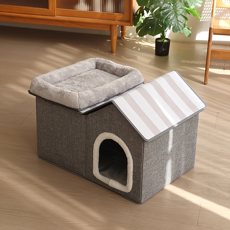 cat bed   universal pet house comfortable sleep cat villa foldable portable cat cottage Product details 2