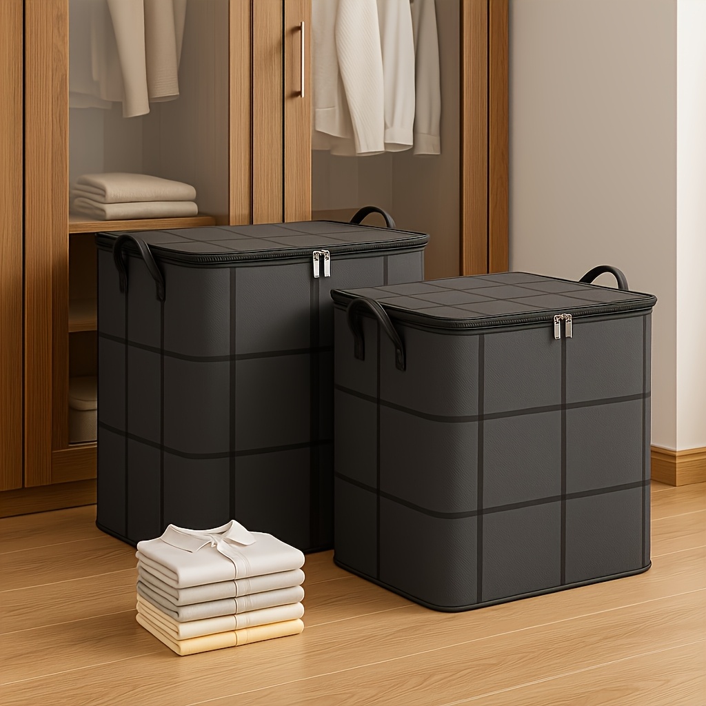 large capacity storage bag suitable for quilts sheets clothes and underwear portable lightweight with zipper and handles easy to carry laundry basket under bed storage