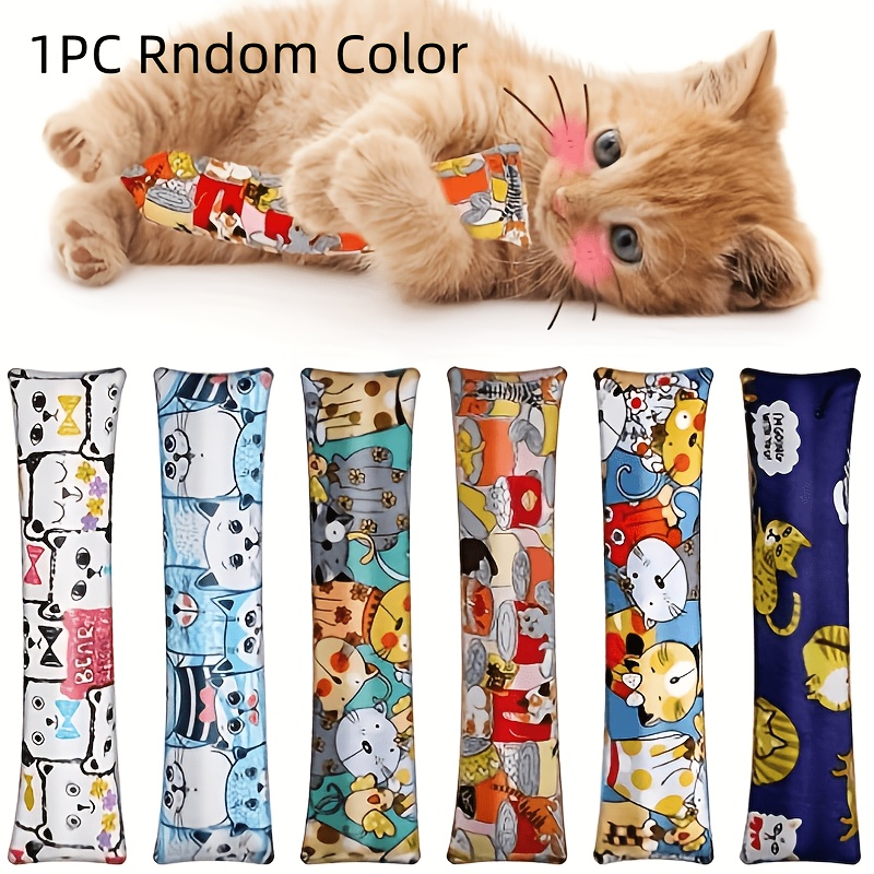 Image of 1pc Rndom Pillow With Cat Grass Chew Toys - Entertain And Soothe Your Feline Friend.