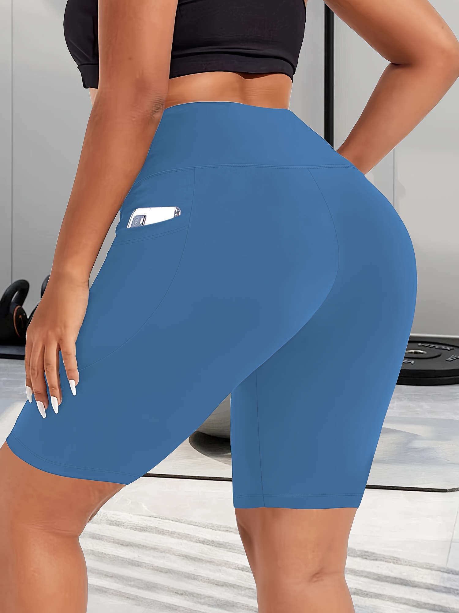 Women's High-Waist Shaping Shorts with Crescent Pockets - Black, Stretchy Tummy Control, Mid-Thigh Length, Machine Washable, Summer Casual Wear, Everyday Compression Wear | Sleek Design | Tummy Control Shorts