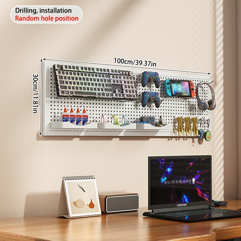 Pannello Forato Con Morsetti Per Scrivania - Set 2 Pannelli 42x30cm, Ganci E Ripiani, Organizer Fai Da Te - Foto 5