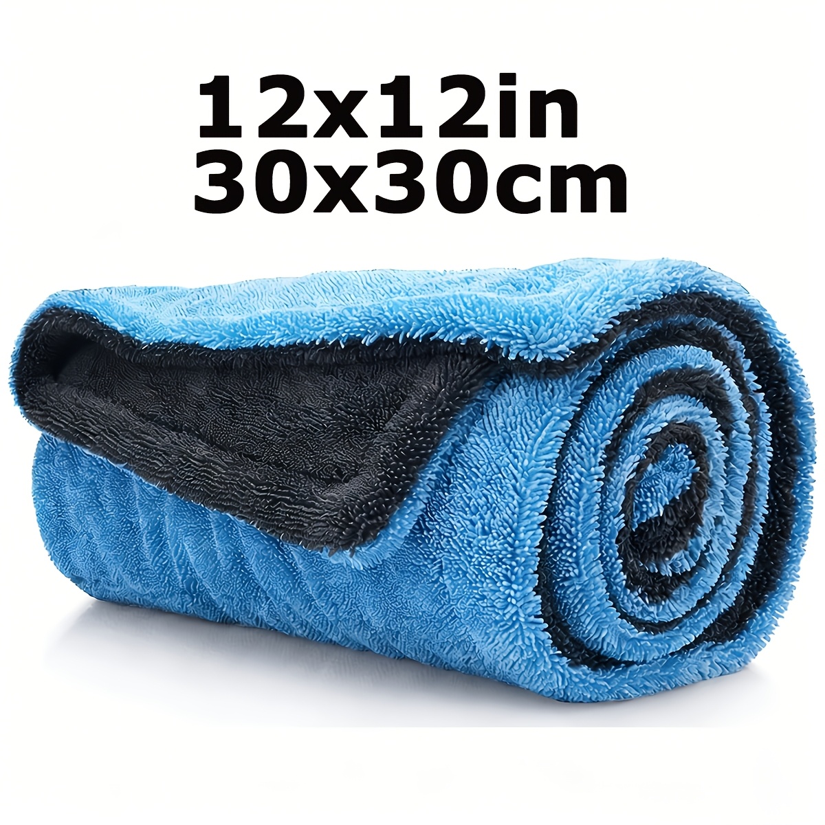 TEMU 48x24 Zoll/16x16 Zoll/12x12 Zoll Doppelseitiges Mikrofaser-Autowischtuch, Großformatiges SUV-Autotrockentuch mit Gedrehte-Garn-Technik, 1400 GSM