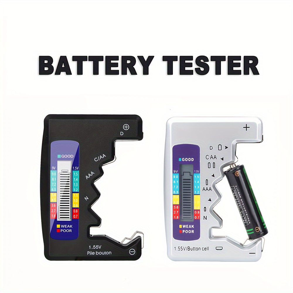 

Battery Tester For Aa, Aaa, C, D, 9v, 1.55v Button Cell - Analog Status Indicator, Portable & Easy-to-read, No Battery Required Tester Tool