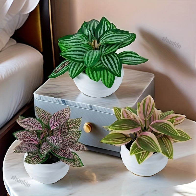 

3pcs Artificial Green Potted Plant, 3 Plant , Suitable For Desktop Decoration, Windowsill Decoration, Office Desk Decoration, And Countertop Decoration Potted Plant