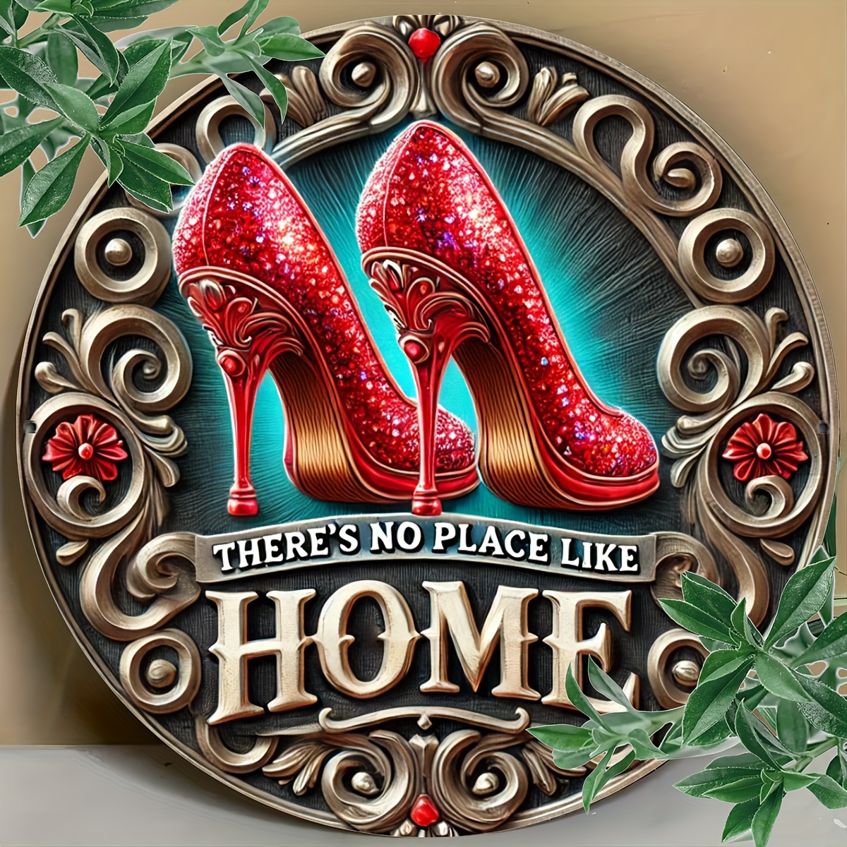 

Sparkling Red High Heels Iron Wall Art Sign, 7.8 Inch "there's " Quote, Metal Plaque For Home Decor, Farmhouse Wall Hanging, Gift For Women, Room Door Garden Decoration