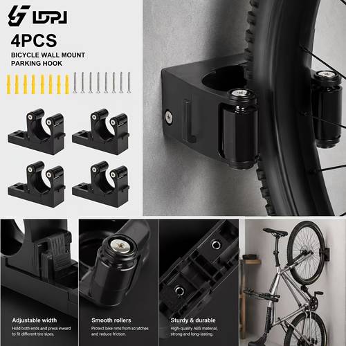Artikelbild mehrfach wandlehnhalter für rennräder, familien-wandhaken, mountainbike-parkhalter, einfache wandlehnhalter, für 1.0-2.8 zoll breite reifen, verstellbare parkhalter, fahrradzubehör