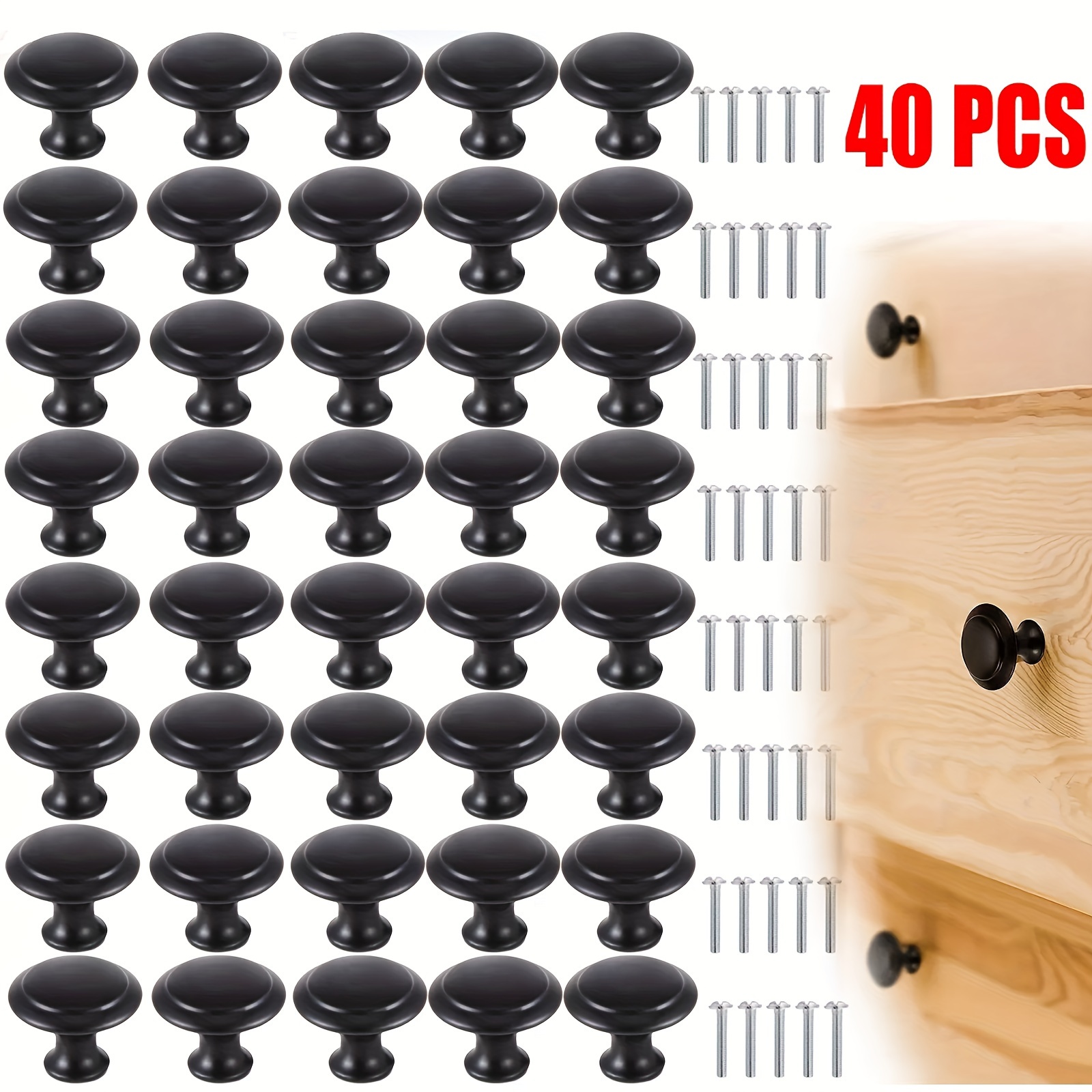 

40 Pack Matte Cabinet Knobs Smallround Drawer Pulls Metal Drawer Handles Door Hardware For Dresser Cabinets