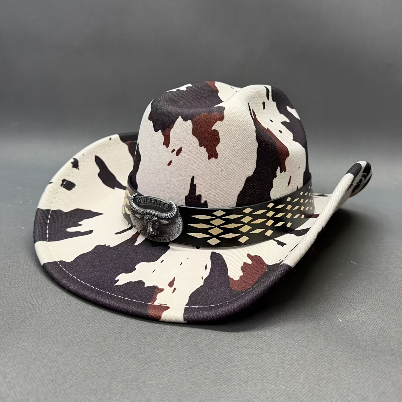 TEMU Chapeau de cowboy Buffalo Country Western avec de - Large bord, léger, à large bande, adapté pour style western, ranch, vacances, vêtements