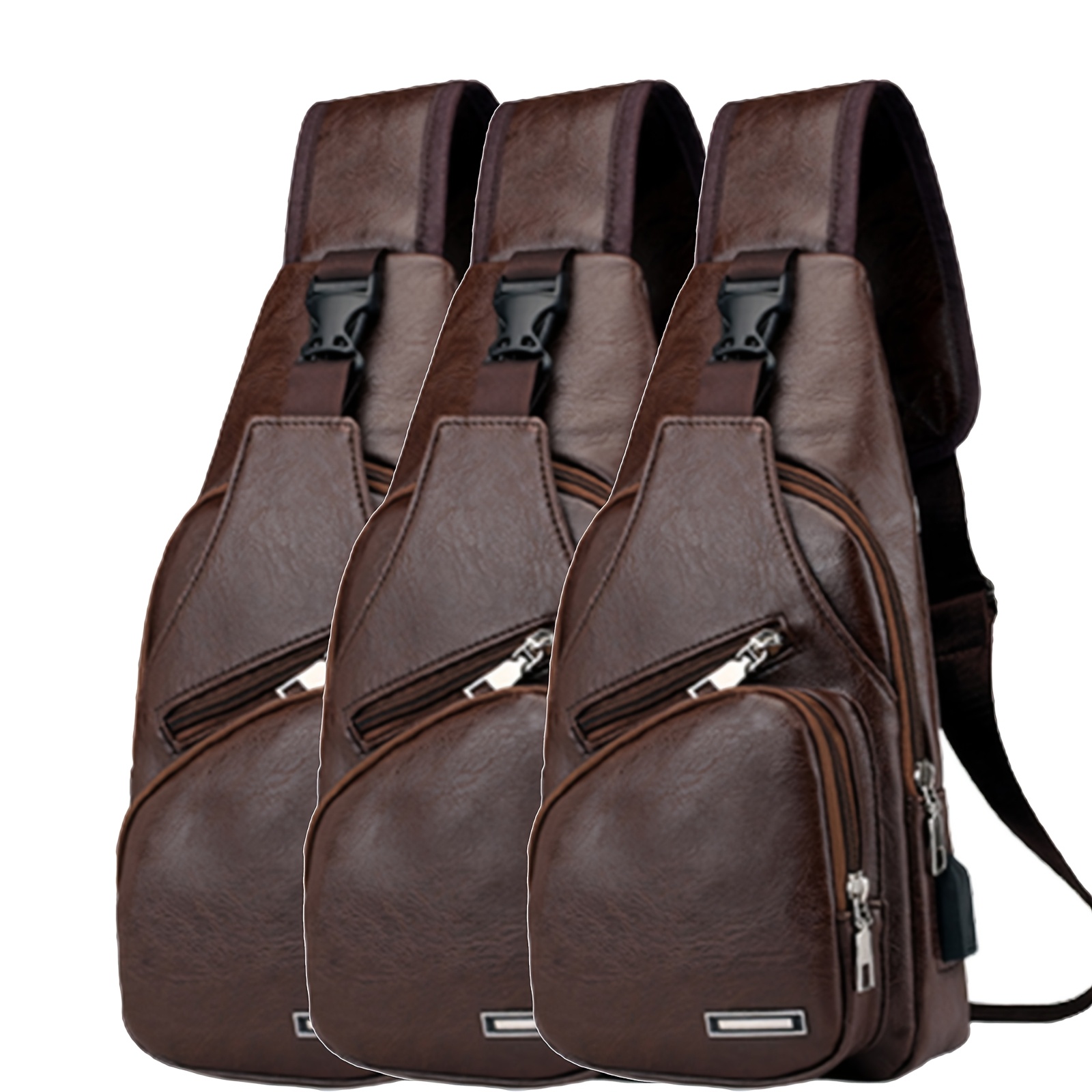 Leather Sling Bag Crossbody Backpack for Men Women-03brown Amazon.com | YEWSEA 8L Sling Bag For Women Men Backpack  main image 4