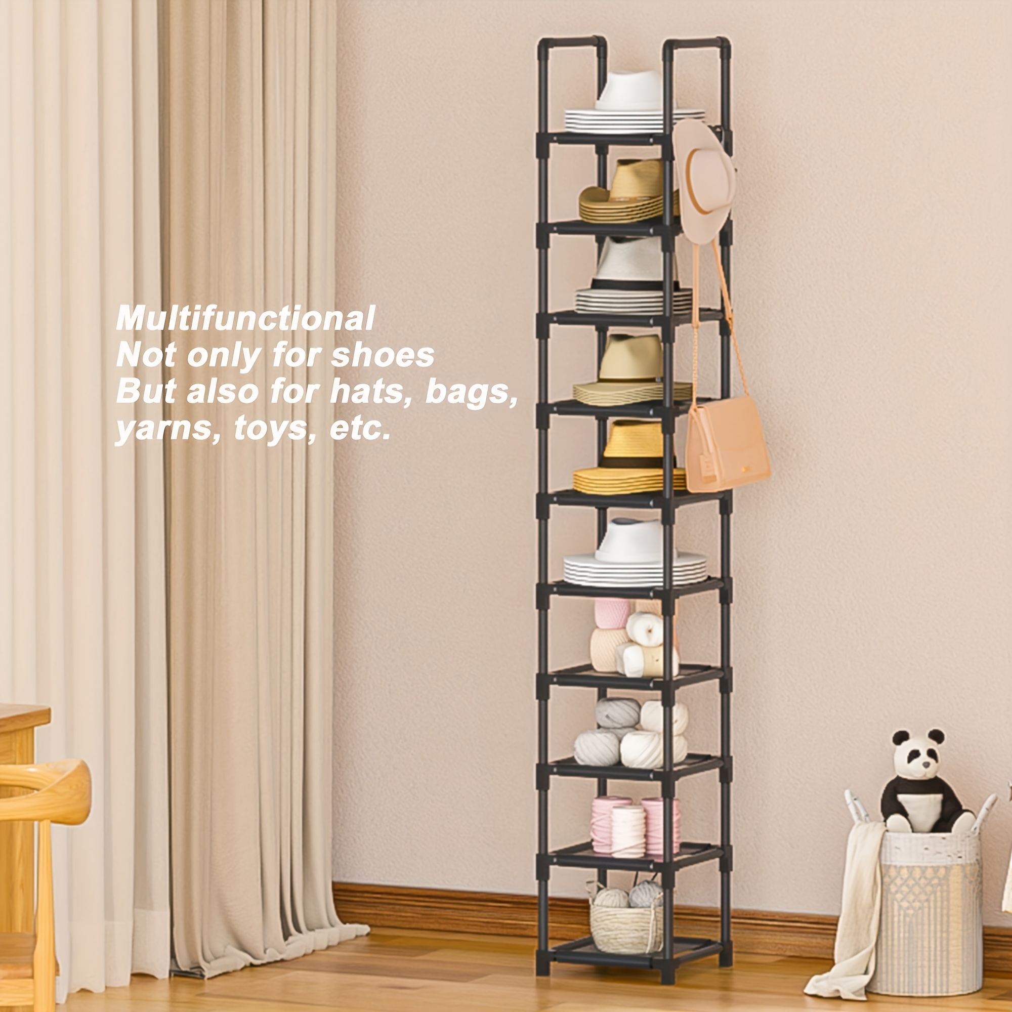 

Space-saving 10-tier Shoe Rack - Modern Iron Construction, Floor-standing & Stackable For Closet And Entryway Organization