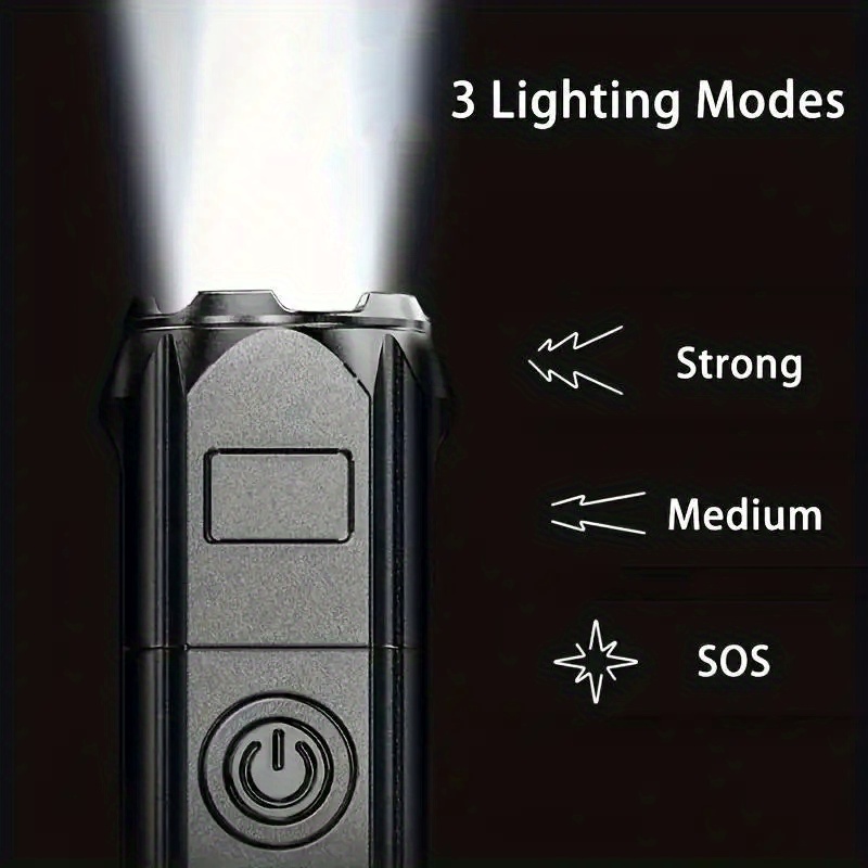 summer outdoor special edition portable high power flashlight 1000  long distance lighting 3 lighting   adjustable focus usb charging suitable for home and outdoor use outdoor lighting tool 1200 mah battery capacity Product details 2