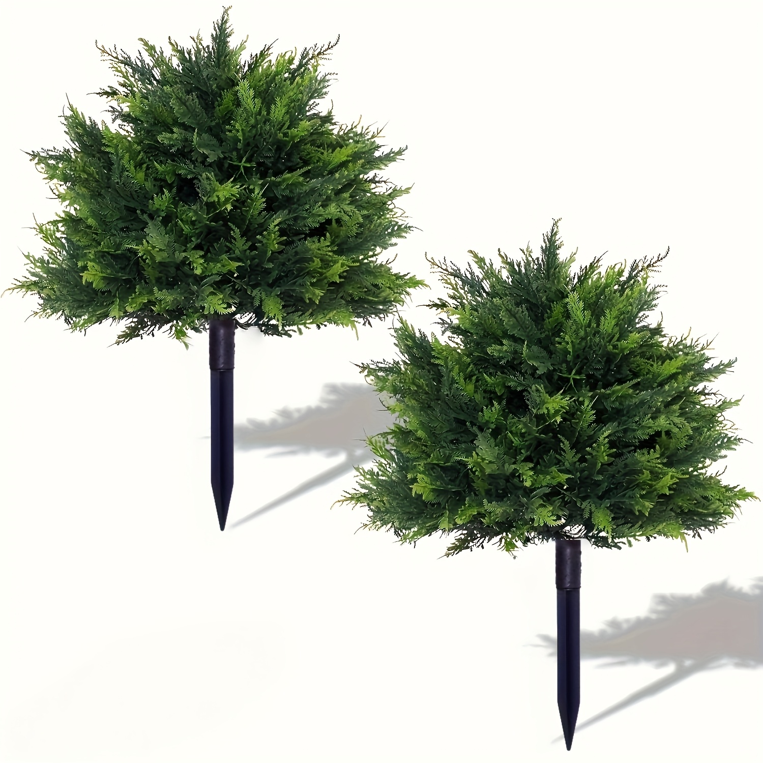 2pcs Of 24.0-inch Artificial Ball-shaped Floral Potted Plants, Pointed Design, Evergreen Fake Shrub Plants, Suitable For Courtyard, Balcony And Terrace Decoration In Summer, Autumn And Winter
