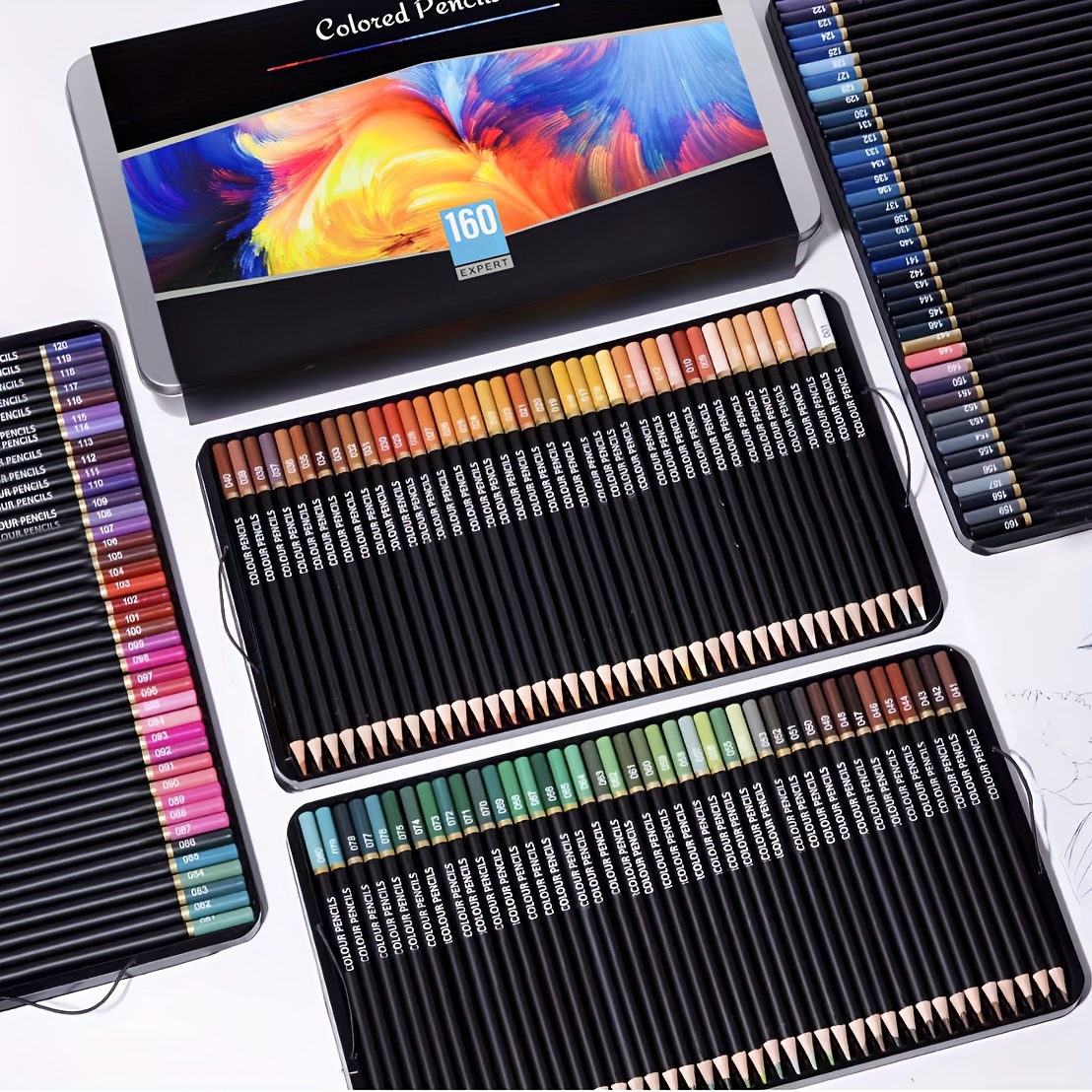 TEMU 160 Colored Pencils, Artists Oil Based With Vibrant Color, Ideal For Drawing Sketching Shading, Coloring Pencils For Adults Artists