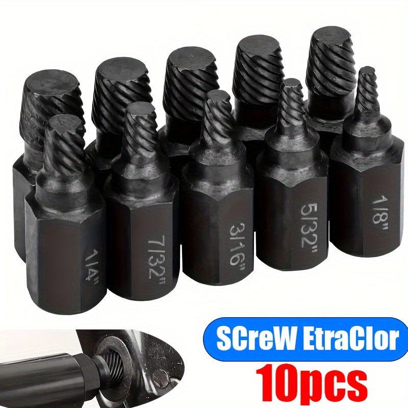 

10-piece Screw Extractor Set For Industrial Use: Effortlessly Remove Broken Bolts And Hex Screws - Alloy Steel Damage Removal Tool Kit, Non-electric, No