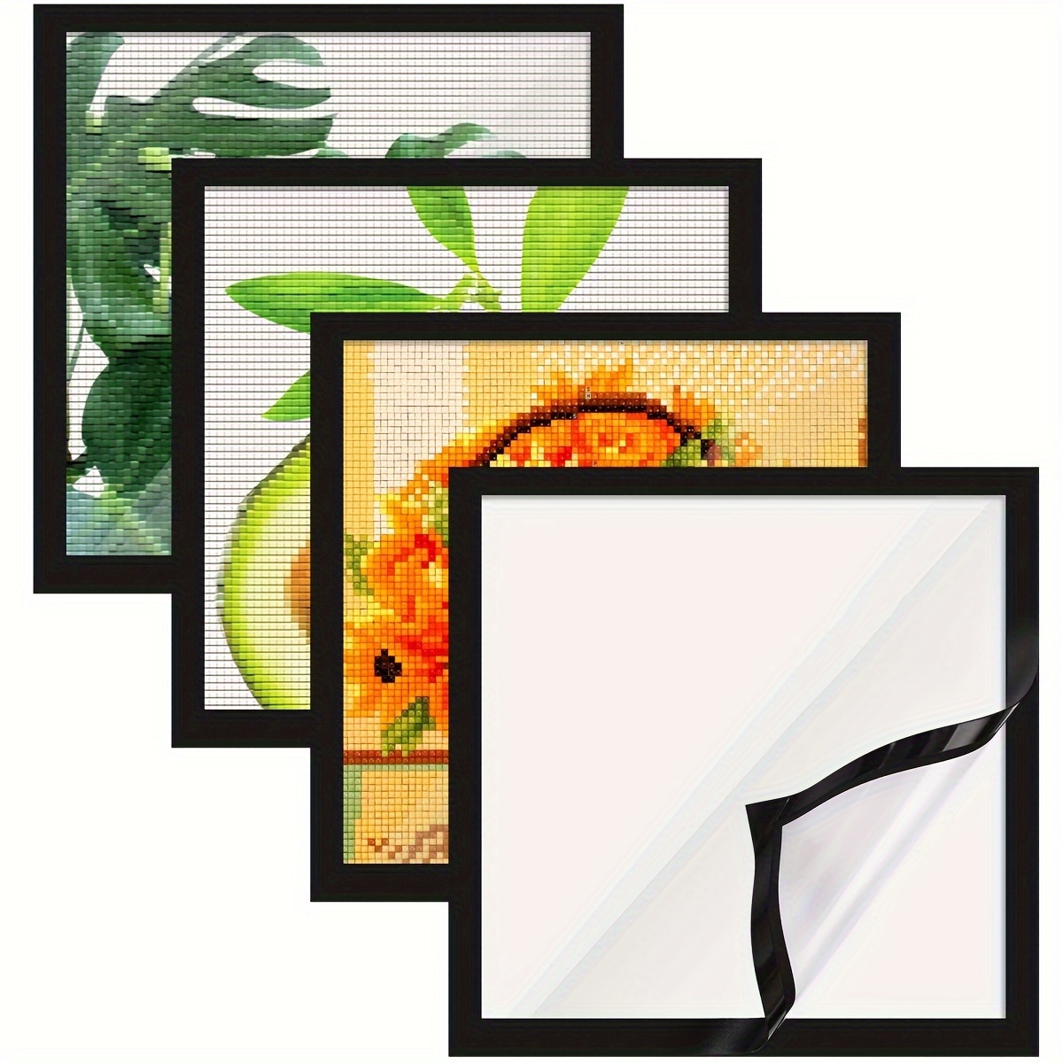 

4-pack Classic Square With Self-adhesive Backing For Diamond Painting, Wall Decor - Horizontal Orientation 11.81x11.81 Inches