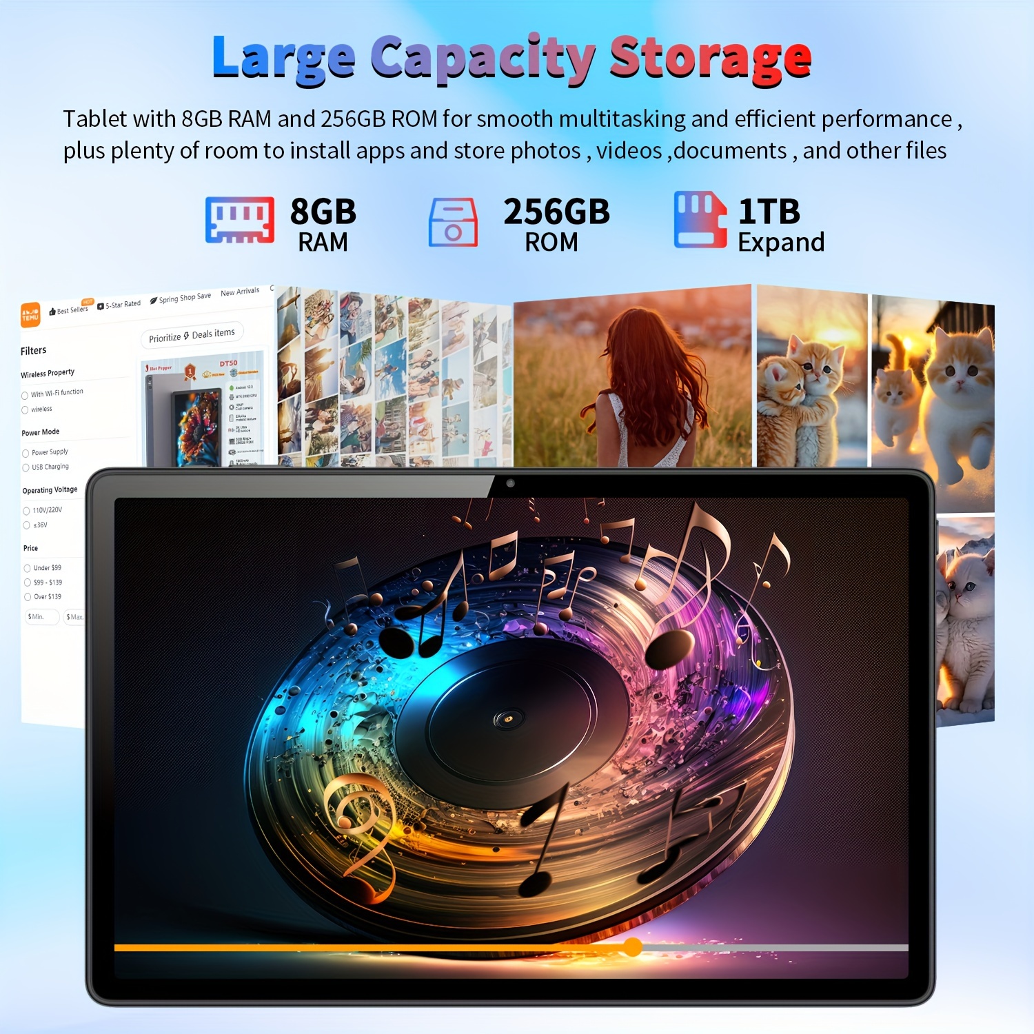 Hot Pepper Tablet DT50 US Version 8GB *+256GB ROM With Case And Keyboard  Set 10.95-inch 2K IPS Full HD 2000*1200 MT8183 ARM Mali-G72 8MP+16MP 8000 M