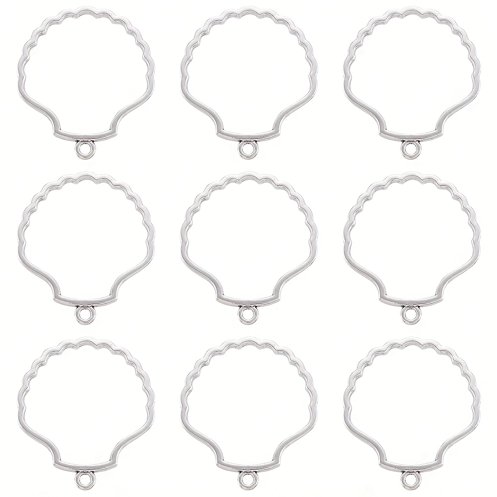 TEMU 10pcs Alliage Arrière Ouvert Pendentifs de Coque , pour Accessoire de Bijoux de Fleurs Pressées, Cadmium & Plomb, 44.5X39X2Mm, Trou: 2.5Mm, pour