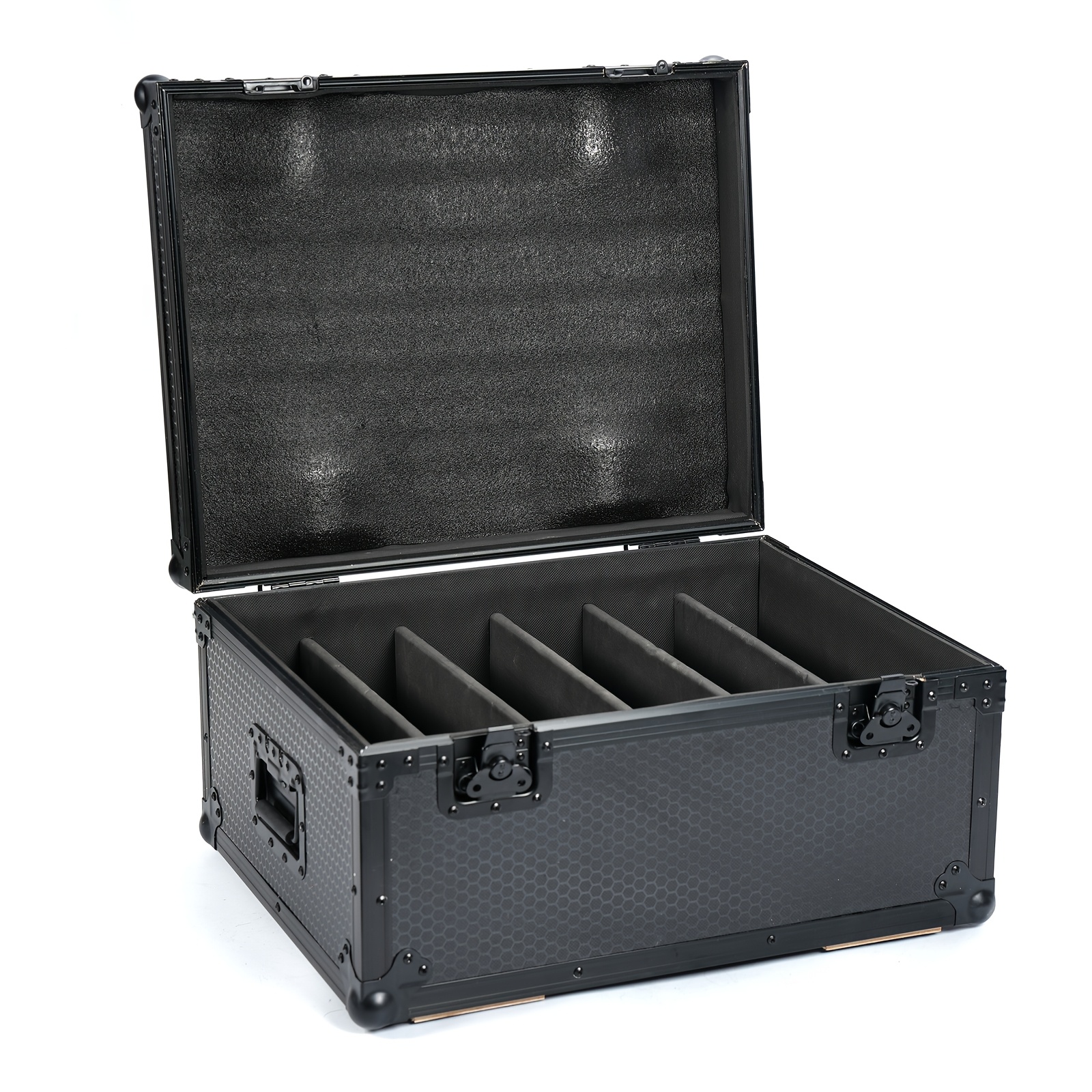 Black Flight *49*32cm Eva Foam Partition Airline Case Pe Leather For 2pcs/4pcs/6pcs Wall Washer Light, Stage Lights Drop-proof Durable