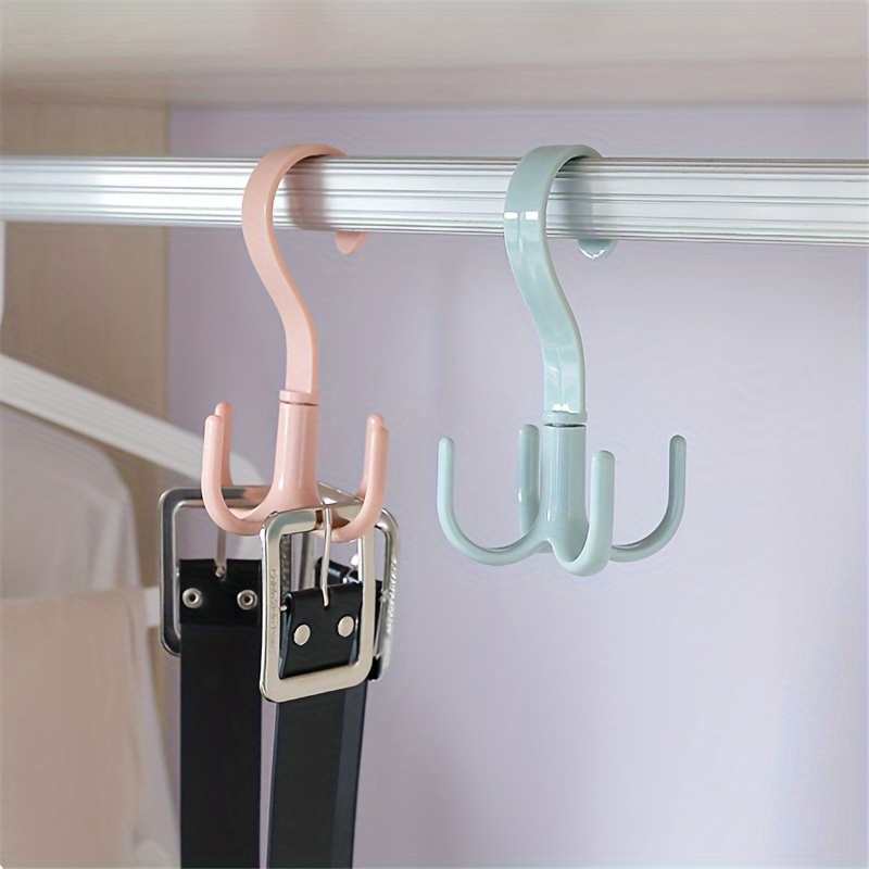 

Multi-functional 360 Degree Rotating 4-claw Hanging Hook For Wardrobes, Plastic No-drill Tie Hanger, Storage Organizer For Bags And Accessories