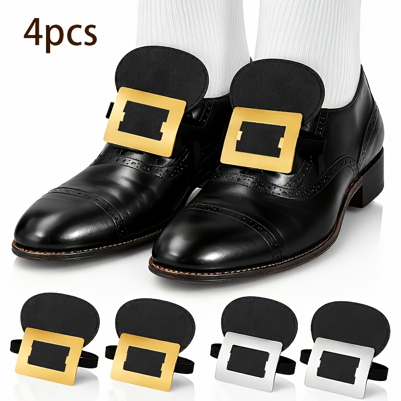 TEMU 4pcs Colonial Shoe Buckles (silvery Golden Suit) - Perfect Historical Shoe Buckles Costume Accessory For Pilgrims And Fancy Dress, Historical
