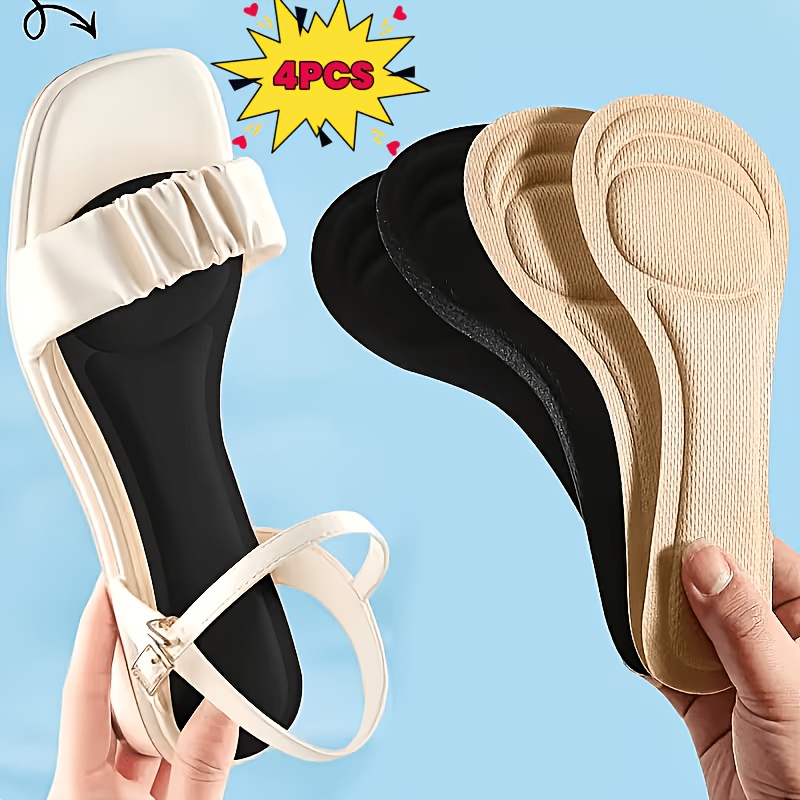 Image of 4pcs Cuttable Self-adhesive Anti-slip Half-size Insoles For High Heels, Breathable Sweat-absorbent Anti-blister Full-length Shoe Pads Set