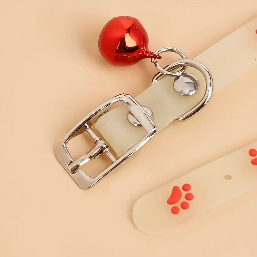 random color in the dark collar cute glowing pet collar for luminous pet collar glow in the dark collar with paw print safety anti loss collar suitable for small dogs and cats in multiple colors Product details 4