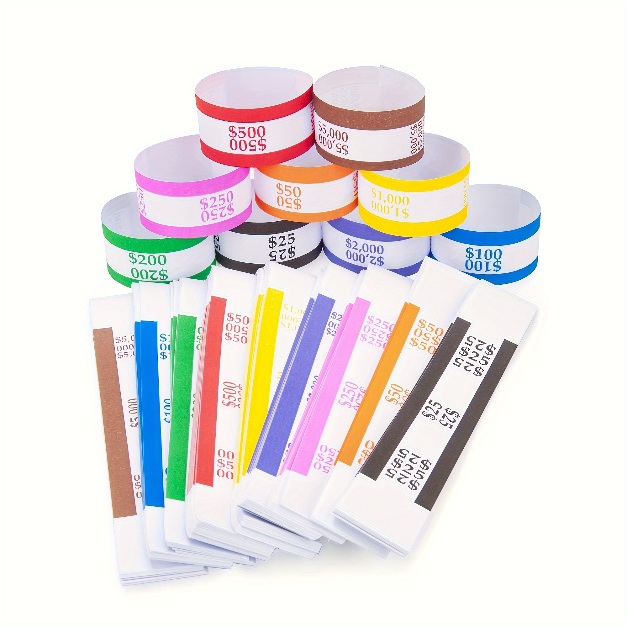 

L Liked Bundles Self Sealing Currency Straps For Bill Wrappers (9 Colors - 2880 Assorted)