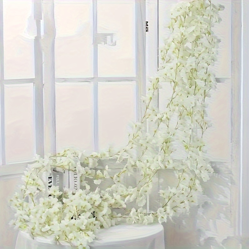 Artificial Sakura Flowers Vine Hanging Fake Floral Garland Home Garden Wedding Arch Party Cherry Wall Decor Arrangement