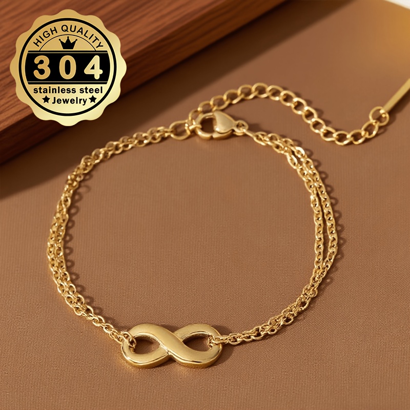 Elegant Women's Double-Layer Stackable Infinity Loop Bracelet