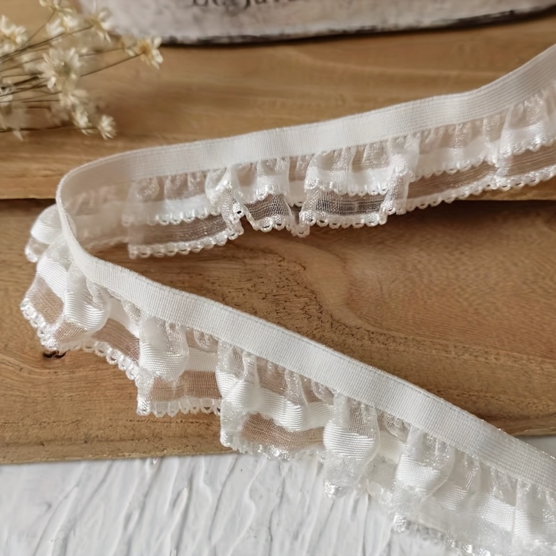Image of Stretchy Lace, Long, Creamy White, Suitable For Sewing Clothing, Handmade, Perfect For Matching Socks