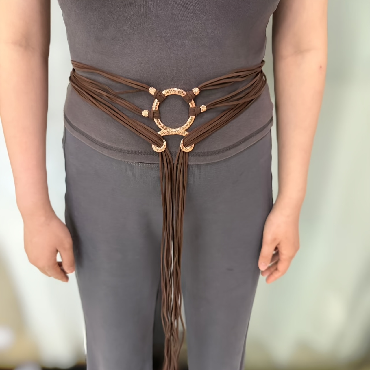 viking troll cross belt long rope ring knotted belt norse - Temu display picture 2