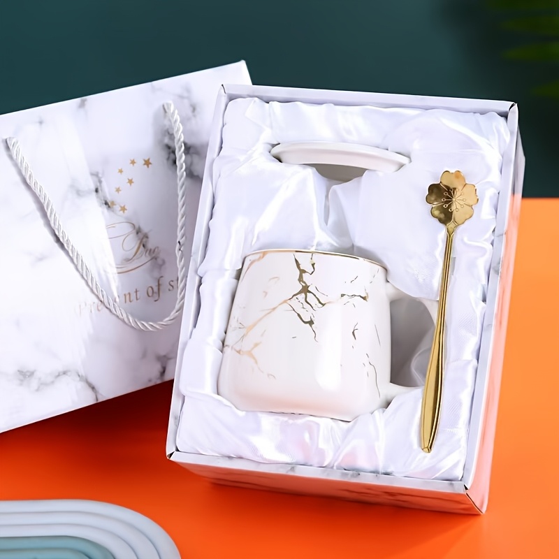 Elegant Marble Ceramic Mug Set