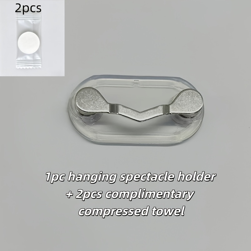 TEMU 3pcs Set Includes 1 Hanging Eyeglass Clip + 2 Free Compressed Towels. Pin-style Multi-functional Wearable Apparel Clip, Eyeglass And Earphone
