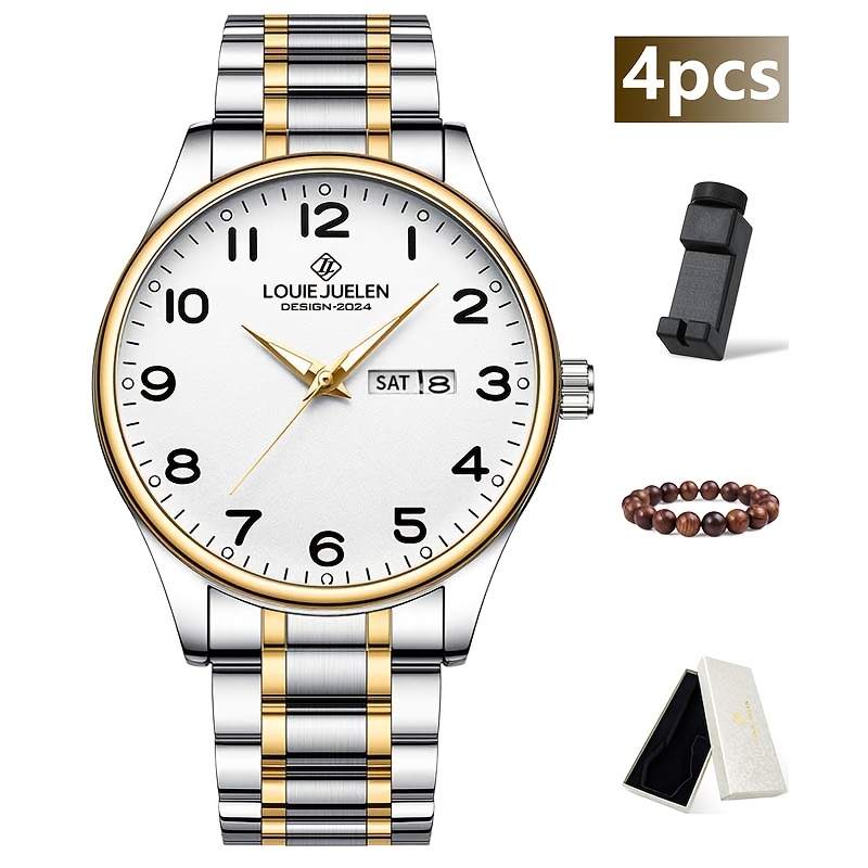 4pcs Brand Genuine Men's Watches. Featuring A Display, A Reliable And Watch For Men, Making It The For A Gift, Without Battery