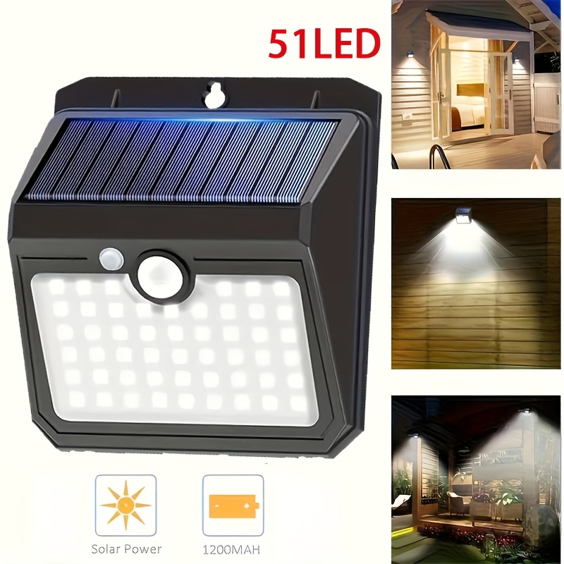 TEMU Lampe Murale Extérieure à Détecteur de Mouvement | Lampe Solaire à 51 LED avec Détecteur de Mouvement | Lampe de Rue Extérieure Ip65 | 3 de