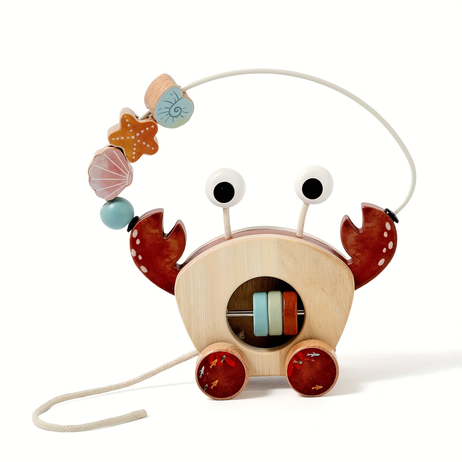 Wooden Educational Multifunctional Around The Beads Pull Rope Car Brain Toys Christmas Halloween Birthday Gift