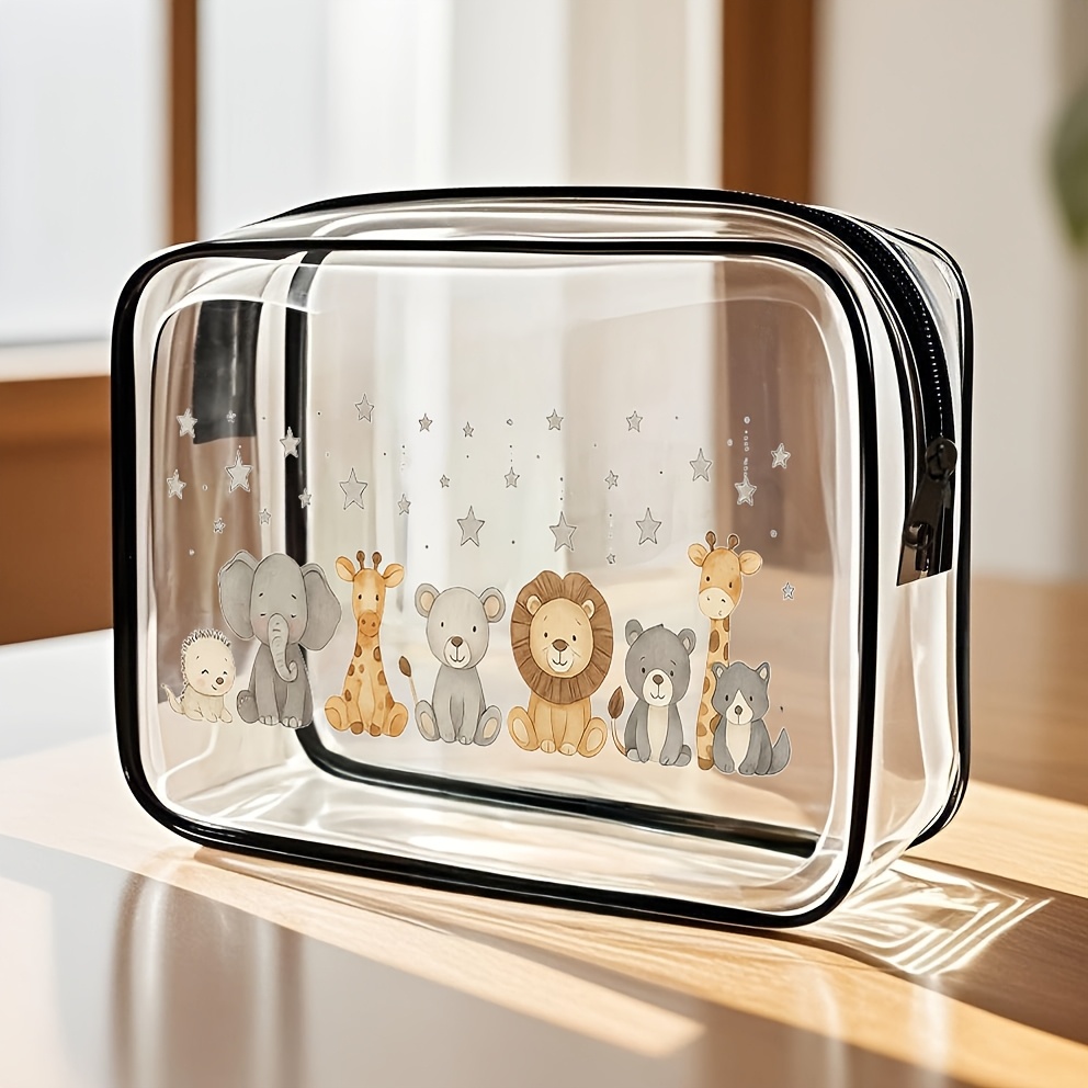 TEMU Sac à Fermeture Éclair Transparent - Organisateur de Voyage Léger, Trousse de Toilette Transparente, Étui à Cosmétiques, Sac de Rangement